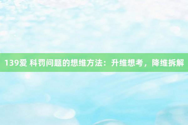 139爱 科罚问题的想维方法：升维想考，降维拆解