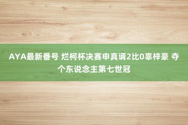 AYA最新番号 烂柯杯决赛申真谞2比0辜梓豪 夺个东说念主第七世冠
