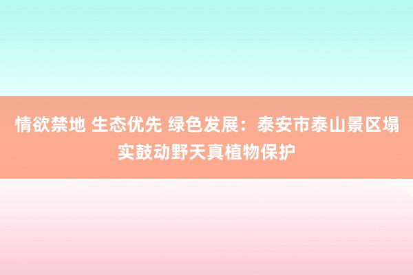 情欲禁地 生态优先 绿色发展：泰安市泰山景区塌实鼓动野天真植物保护