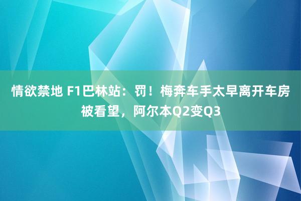 情欲禁地 F1巴林站：罚！梅奔车手太早离开车房被看望，阿尔本Q2变Q3