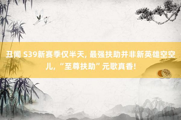 丑闻 S39新赛季仅半天, 最强扶助并非新英雄空空儿, “至尊扶助”元歌真香!